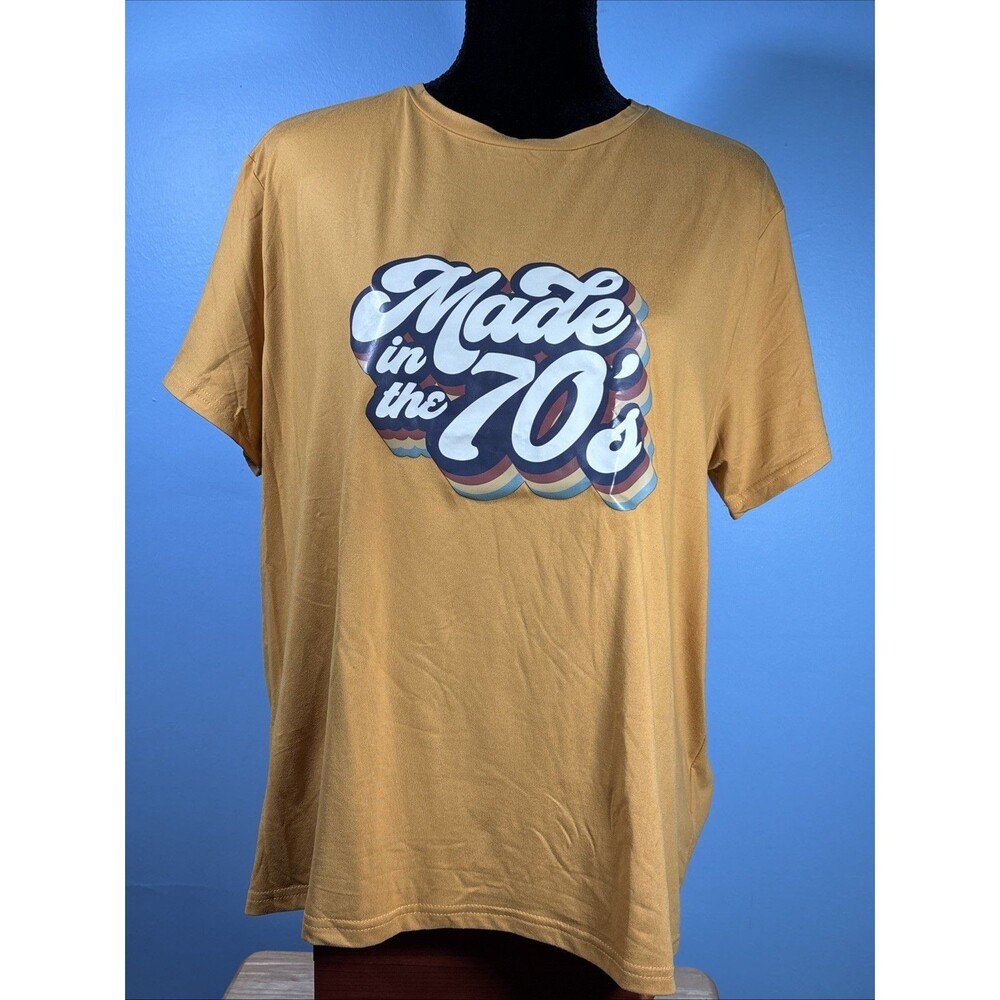 Shein Curve "Made In The 70s" T Shirt (Women’s 1XL) Yellow / Gold Graphic Tee